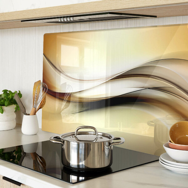 Schneidebrett glas Abstrakte Wellen in Beigetönen