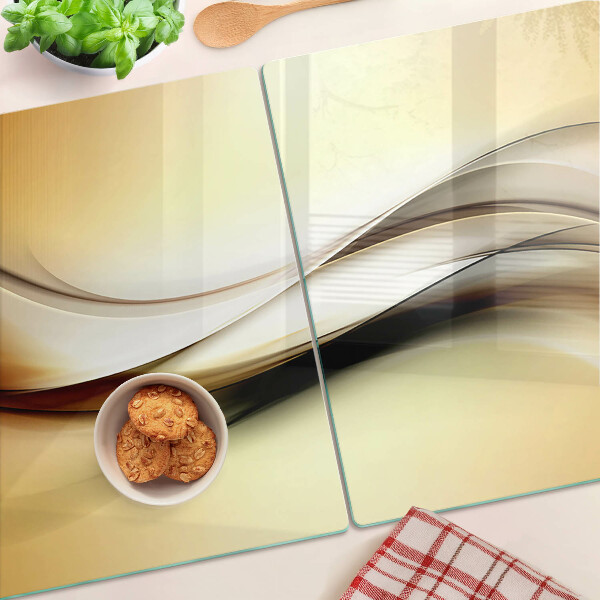 Schneidebrett Glas mit abstrakten Wellen in Beigetönen