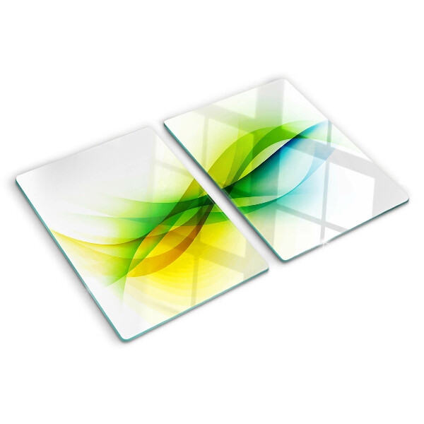 Schneidebrett Glas mit abstrakten Farbwellen