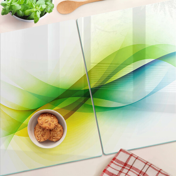 Schneidebrett Glas mit abstrakten Farbwellen