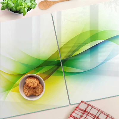 Schneidebrett Glas mit abstrakten Farbwellen
