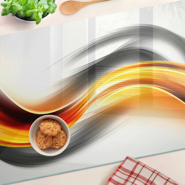 Glas schneidebrett Wellen in Orange und Schwarz