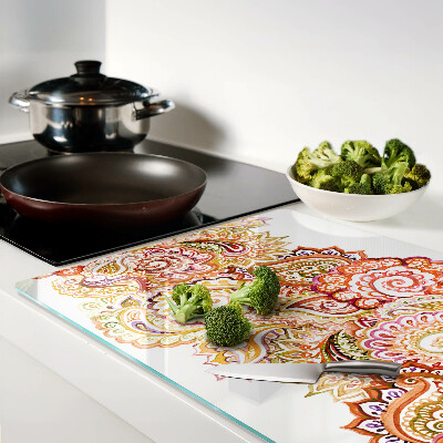 Glas schneidebrett Paisley-Muster in Rot- und Goldtönen