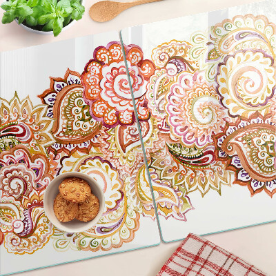 Glas schneidebrett Paisley-Muster in Rot- und Goldtönen