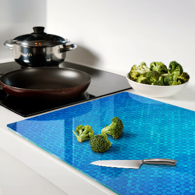 Glas schneidebrett mit wellenförmigem Muster in Blautönen