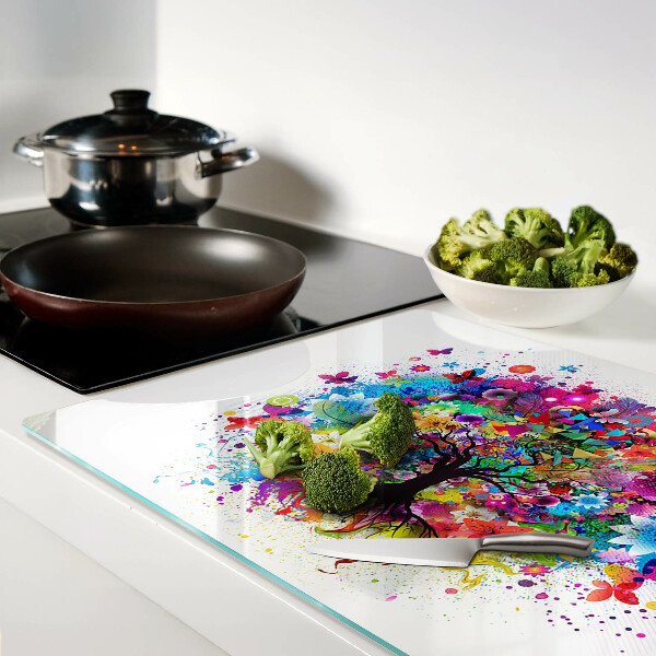 Schneidebrett glas Farbenfroher Baum des Lebens