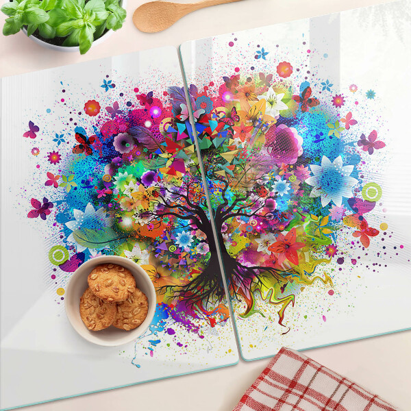 Schneidebrett glas Farbenfroher Baum des Lebens