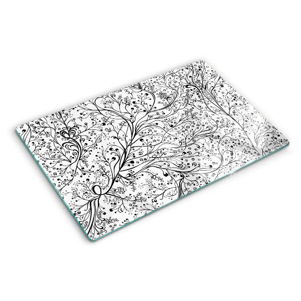 Glas schneidebrett Ein Pflanzenmuster mit zarten Zweigen