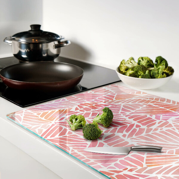 Glas Schneidebrett mit Blattmotiv in Pastelltönen