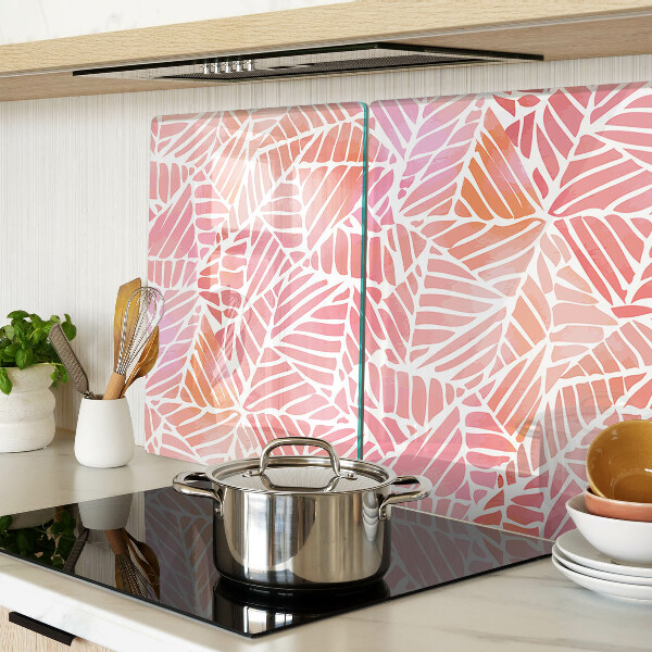 Glas Schneidebrett mit Blattmotiv in Pastelltönen