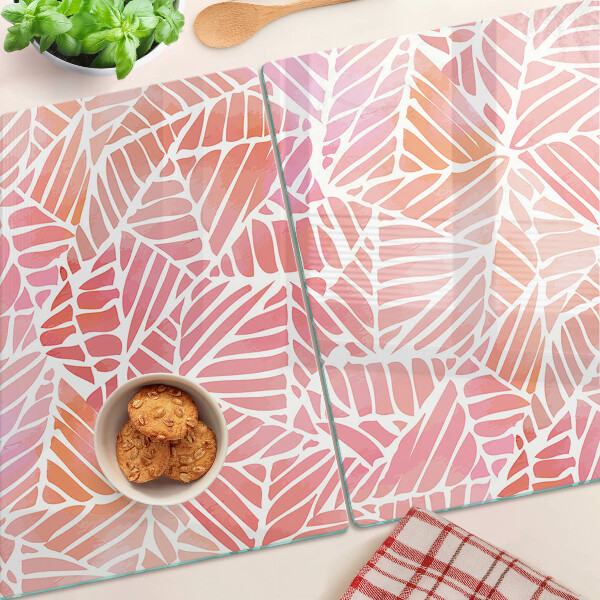 Glas Schneidebrett mit Blattmotiv in Pastelltönen