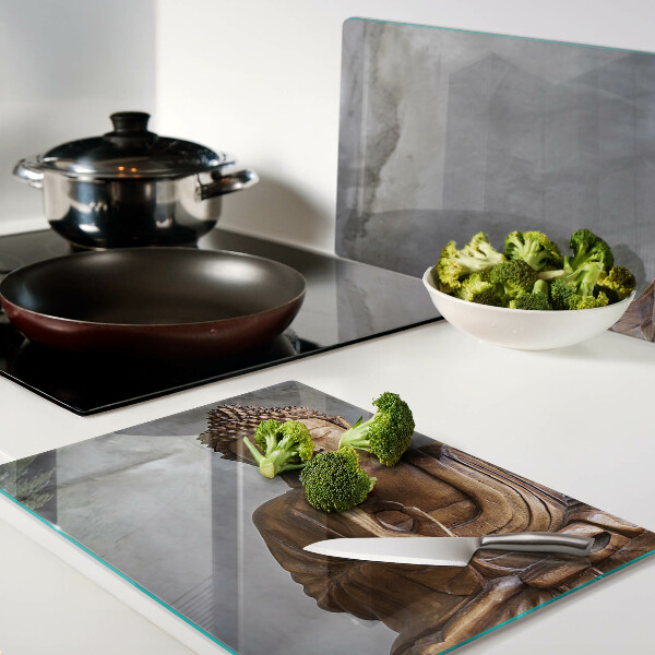 Schneidebrett Glas mit Motiv „Buddha in Meditation“