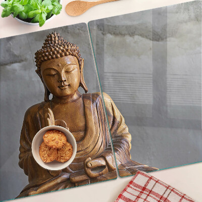 Schneidebrett Glas mit Motiv „Buddha in Meditation“