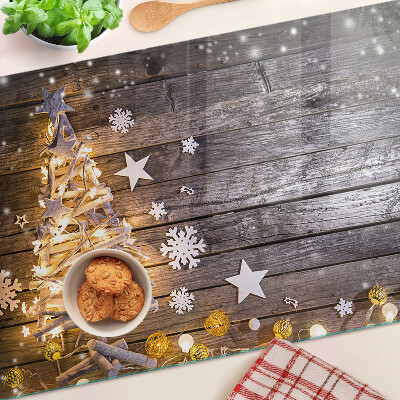 Glas-Schneidebrett mit Motiv eines geschmückten Weihnachtsbaums