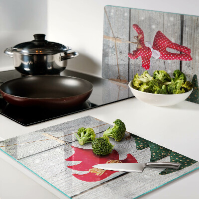 Schneidebrett Weihnachtsdekorationen auf Holzgrund