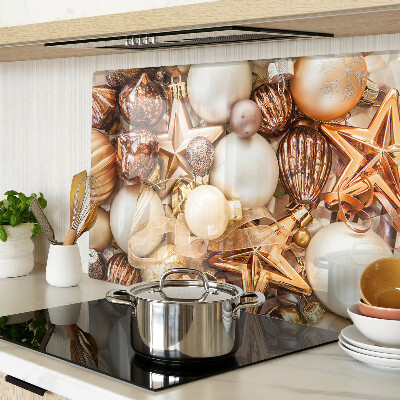 Glas-Schneidebrett mit Weihnachtsdekorationen- und Christbaumkugelmuster