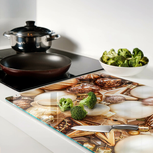 Glas-Schneidebrett mit Weihnachtsdekorationen- und Christbaumkugelmuster