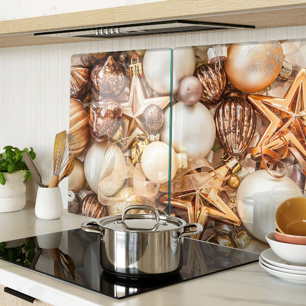 Glas-Schneidebrett mit Weihnachtsdekorationen- und Christbaumkugelmuster