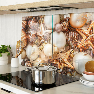 Glas-Schneidebrett mit Weihnachtsdekorationen- und Christbaumkugelmuster