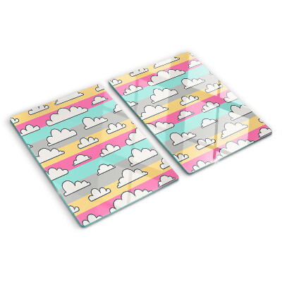 Schneidebrett glas Wolken auf pastellfarbenem Hintergrund