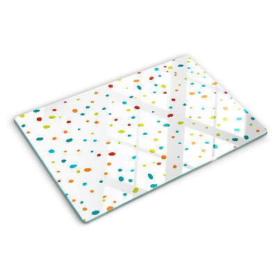 Glas schneidebrett Bunte Punkte auf weißem Hintergrund