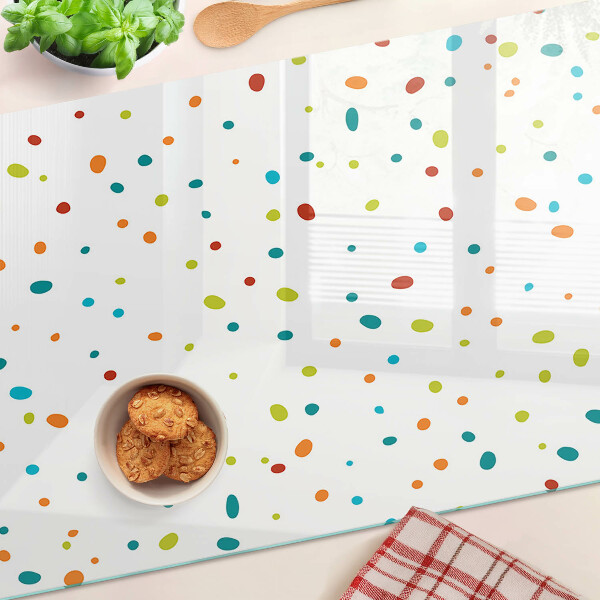 Glas schneidebrett Bunte Punkte auf weißem Hintergrund