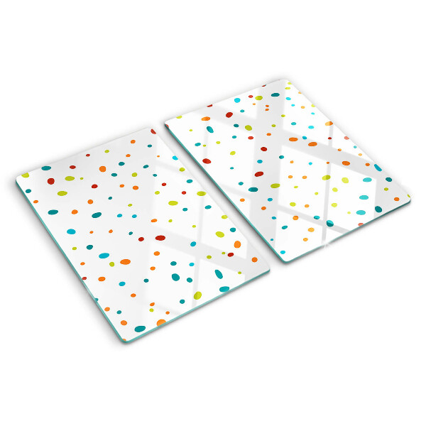 Glas schneidebrett Bunte Punkte auf weißem Hintergrund