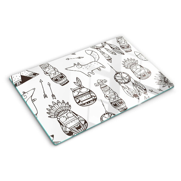 Schneidebrett mit ethischem Motiv und Tierdarstellungen