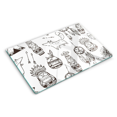 Schneidebrett mit ethischem Motiv und Tierdarstellungen