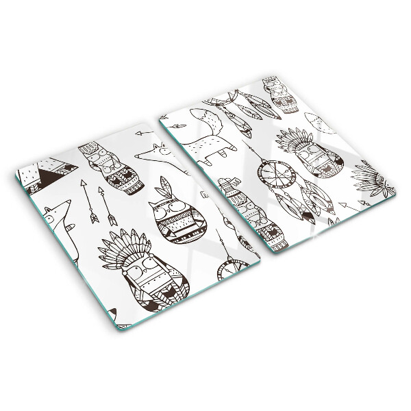 Schneidebrett Ethnisches Motiv mit Tieren