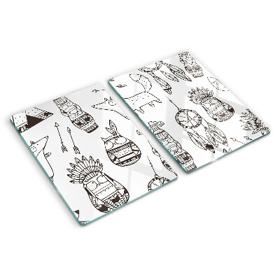 Schneidebrett mit ethischem Motiv und Tierdarstellungen