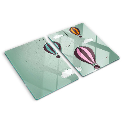 Schneidebrett Glas mit Motiv von Heißluftballons