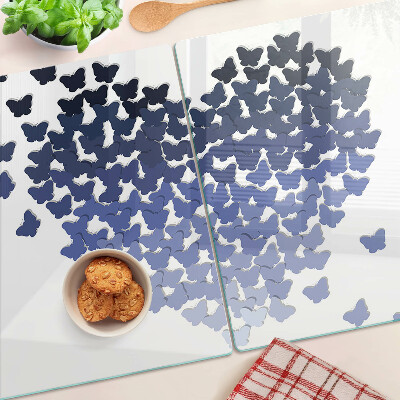 Schneidebrett Herzmotiv mit Schmetterlingen