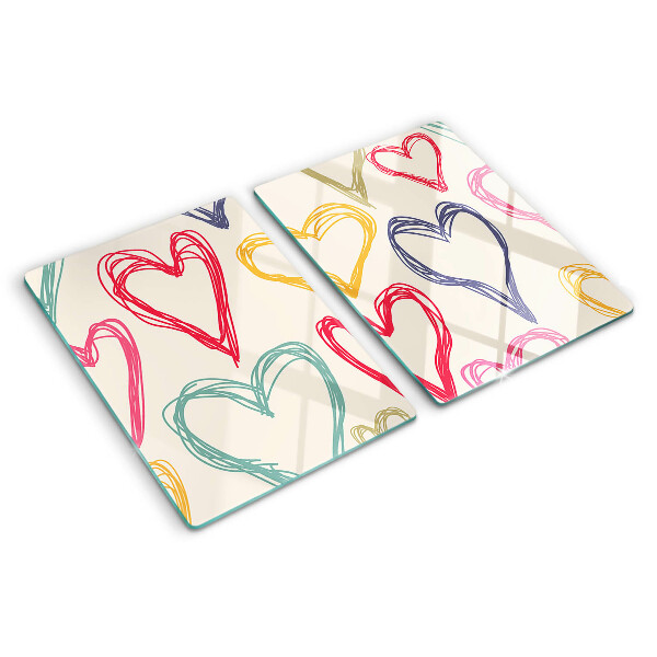 Schneidebrett Glas mit Herzmotiv in verschiedenen Farben