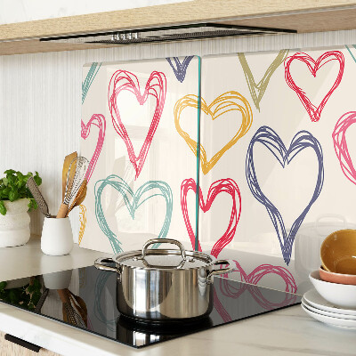 Schneidebrett Glas mit Herzmotiv in verschiedenen Farben