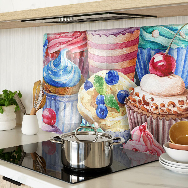 Schneidebrett Cupcakes und buntes Gebäck