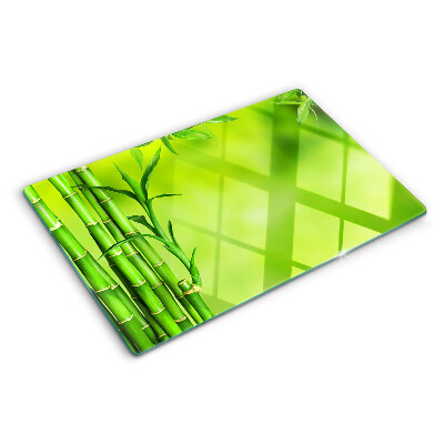 Schneidebrett Glas mit Bambusmotiv auf grünem Hintergrund