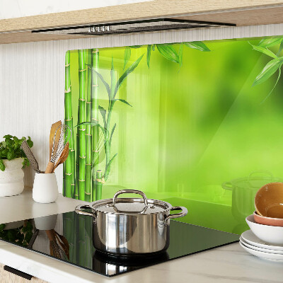 Schneidebrett Glas mit Bambusmotiv auf grünem Hintergrund