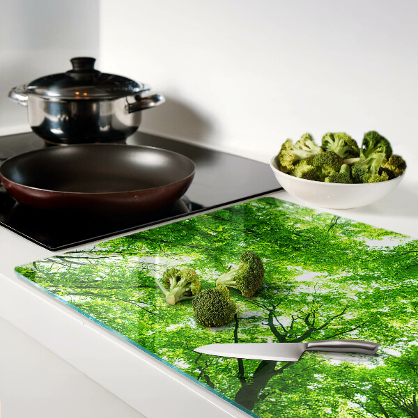 Glas-Schneidebrett mit Motiv von Wäldern und grünen Bäumen