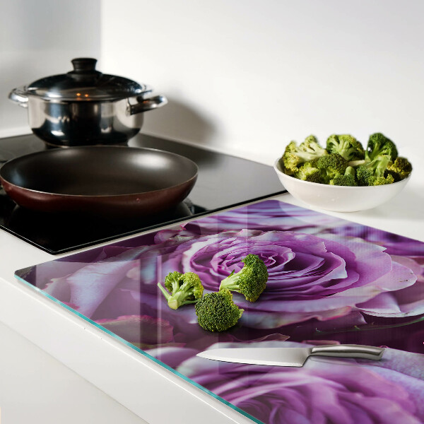 Schneidebrett glas Rosen in Lilatönen