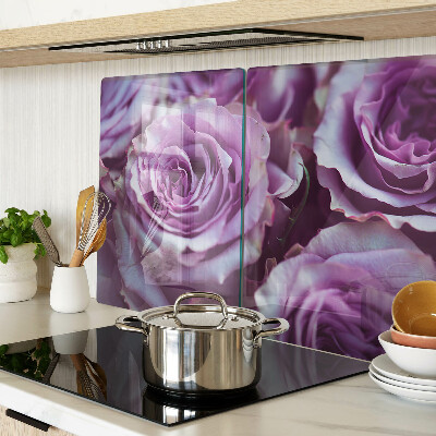 Schneidebrett glas Rosen in Lilatönen