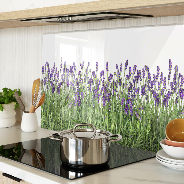 Schneidebrett glas Lavendelfeld in der Sonne