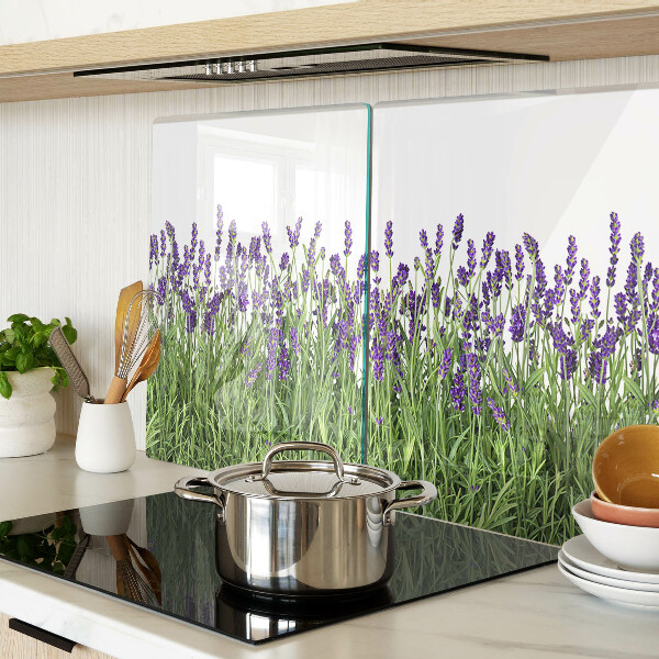 Schneidebrett glas Lavendelfeld in der Sonne