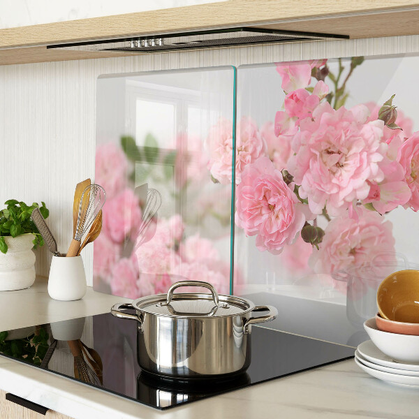 Glas schneidebrett Rosa Blumen in einer Vase