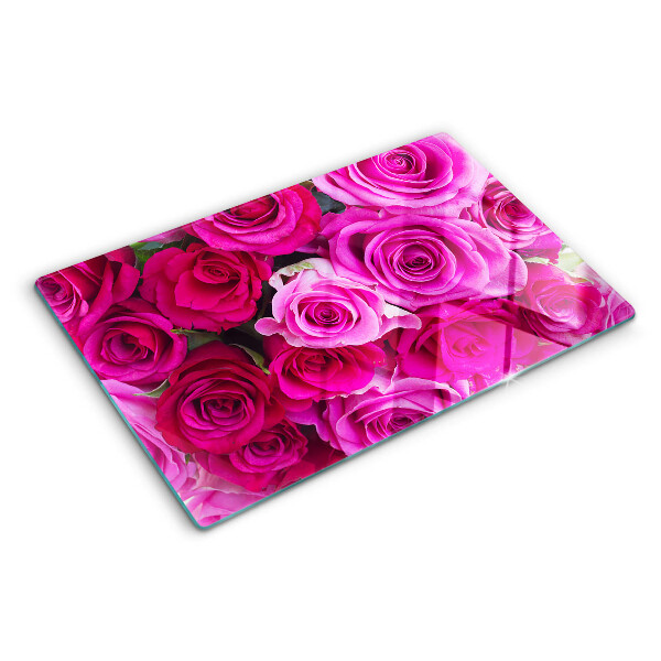 Schneidebrett mit Rosenmuster in Rosatönen