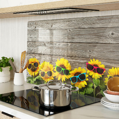 Glas schneidebrett Sonnenblumen in Sonnenbrillen