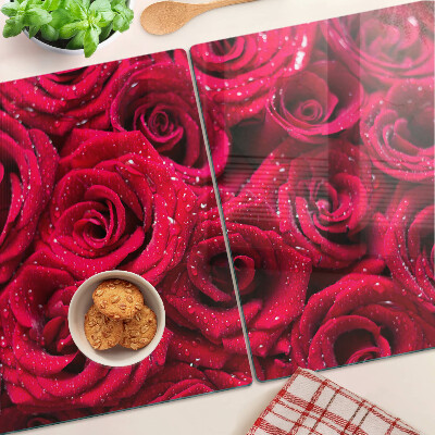 Schneidebrett mit Rosenmuster in intensivem Rosa