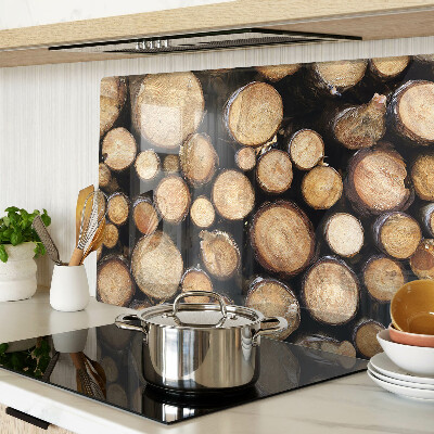 Glas-Schneidebrett mit Motiv von Holzstämmen im Querschnitt