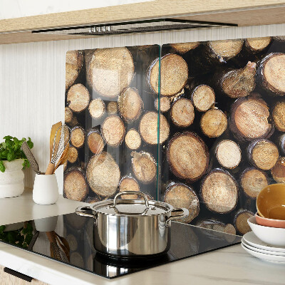 Glas-Schneidebrett mit Motiv von Holzstämmen im Querschnitt