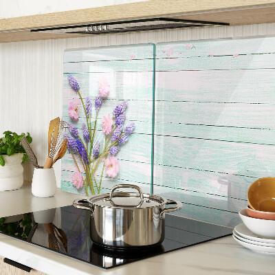 Schneidebrett Glas mit Blumenmotiv auf Holzoptik